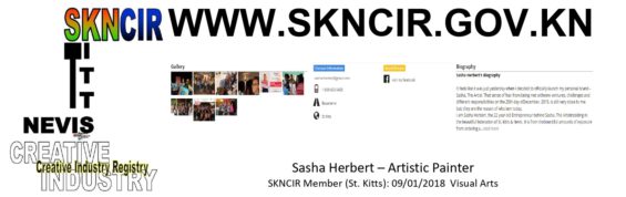SASHA HERBERT – ARTISTIC PAINTER SKNCIR Member (St. Kitts) 09/01/2018: Visual Arts